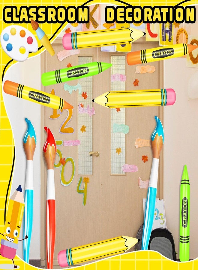 Demonwer 6 Pcs Giant Inflatable Paint Brush Crayon Pencil Set Large Blow Up Pencil Colored Crayon Art Paint Brushes Balloon Prop Kit for Events and Birthday Party Decorations - Image 4